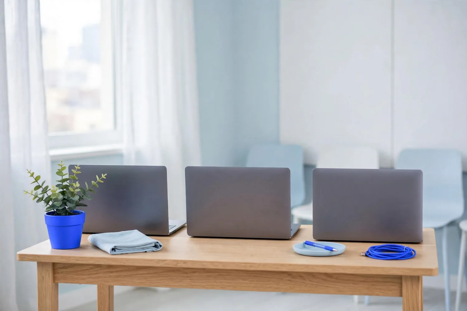 Laptops on a classroom table